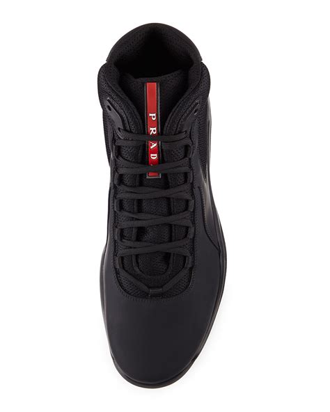 prada black americas cup high top sock sneakers|Prada America's Cup sneakers sale.